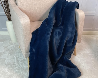 Bedding Navy Blue Faux Fur Throw Luxury Richmond Ink Blue Faux Fur