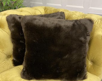 Brauner Bison Kunstpelz Kissenbezug in 3 Größen