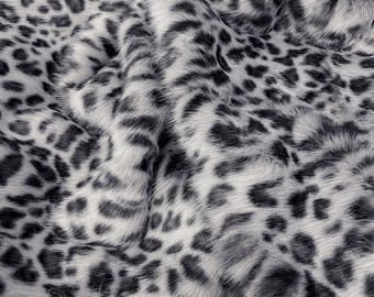 Grey Leopard Faux Fur Fabric | Plush Animal Print Fur Costume, Craft & Cosplay