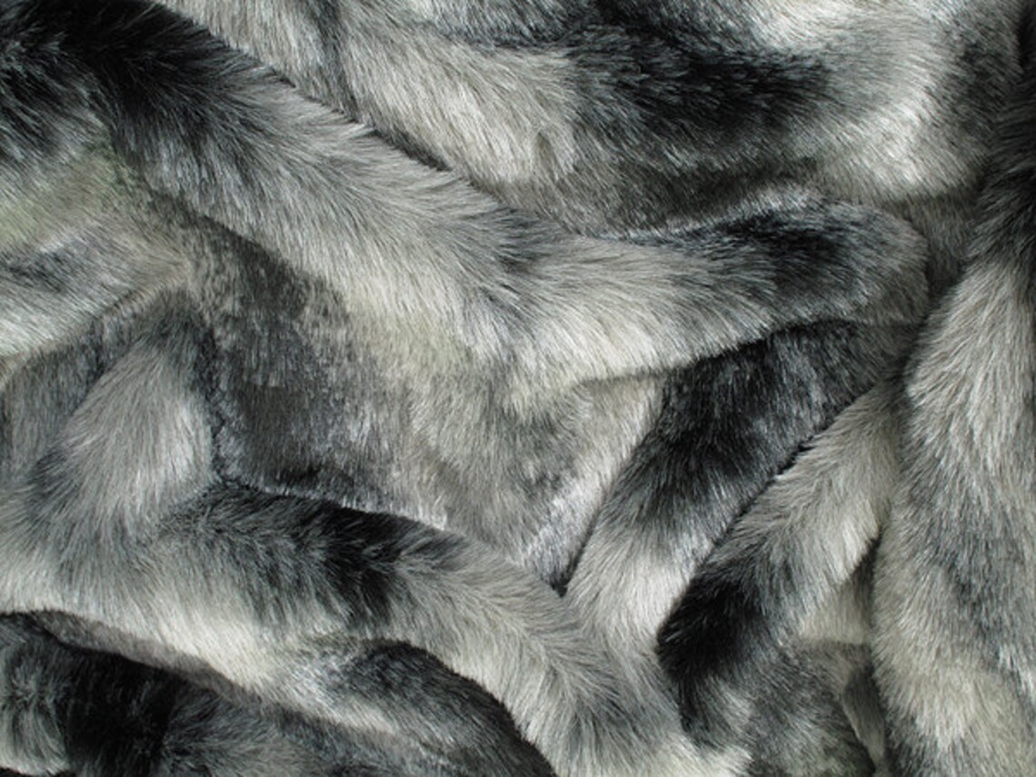 Black Wolf Faux Fur Throw for Bed or Sofa With Grey Fauxsuede Etsy UK