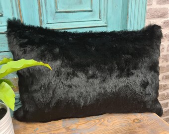 Black Panther Faux Fur Rectangular Cushion Cover