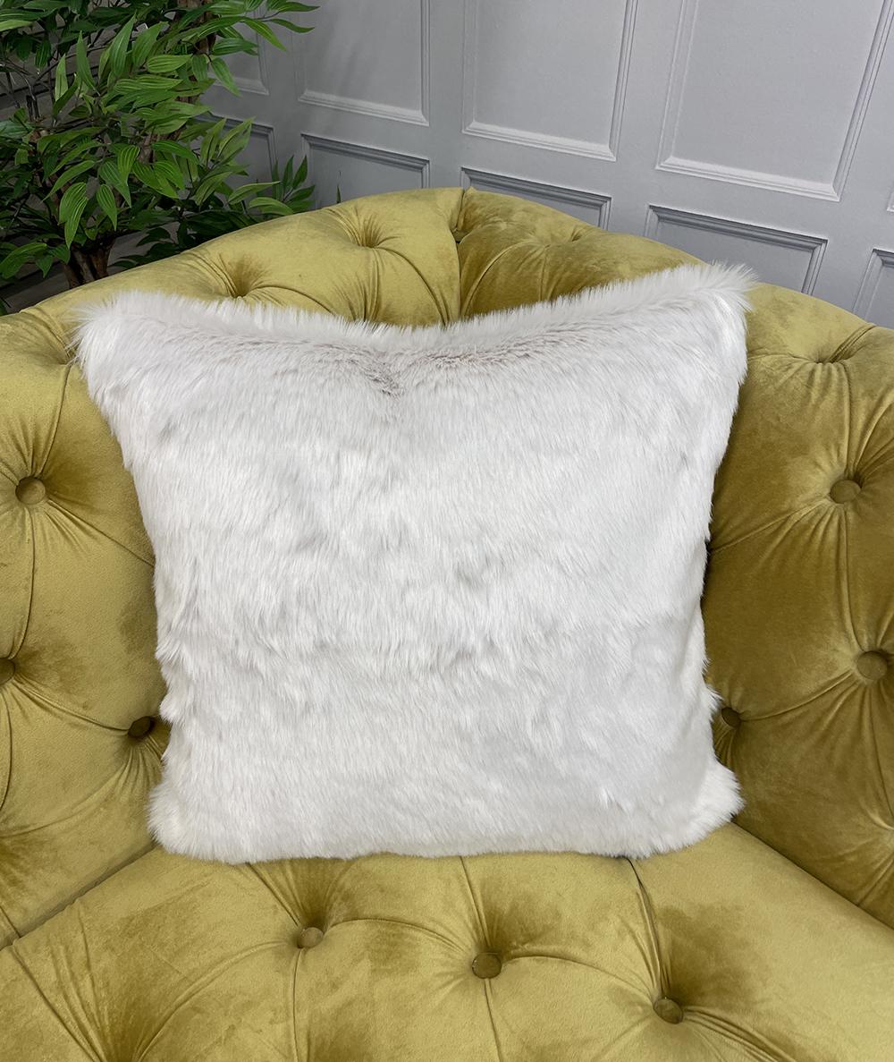 Silver Fox Faux Fur Cushion Cover, Soft Plush Pillows, Matching