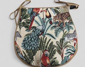 Handmade D Shaped Chair Pad | Rainforest Tapestry Seat Cushion