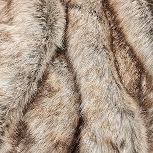 Groundhog Faux Fur Fabric | Two Tone Craft Fur | Pale Teddy Bear Fur | Sandy Colour Fashion Fur | Beige & Chestnut Fur Fabric | Cosplay Fur