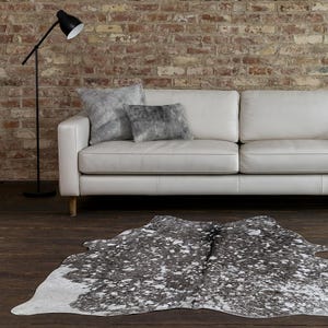 Rare Grey & Silver Holographic Cowhide Rug | Metallic Speckled Pattern Hair On Hide