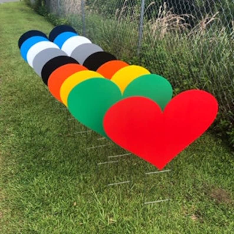 Heart Yard Signs - 10-Pack Corrugated Plastic, Choose Your Color (17.5x23.875") immagine 2