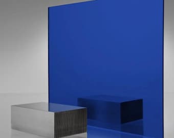 Acrylic Plexiglass Plastic Sheet - 1/8" Thick (3mm) - Dark Blue Mirror (#2424) - 12" x 12"