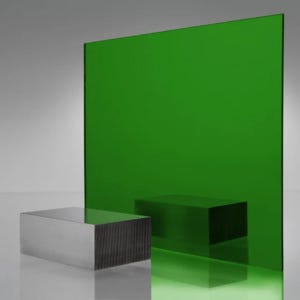 Green MIRROR ACRYLIC Plexiglass Sheet - 1/8&quot; (3mm) Thick - 12&quot; x 12&quot;