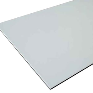 May include: A white sheet of acrylic plastic. The plastic is smooth and has a slight sheen.