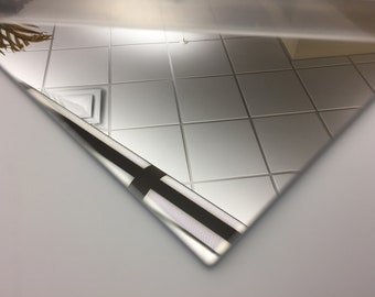 Acrylic Clear One Sided Mirror Plexiglass  Plastic Sheet 1/8" Thick  12" x 24" -