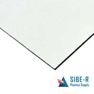 May include: A clear, white, rectangular sheet of plastic. The sheet is slightly curved at the edges.