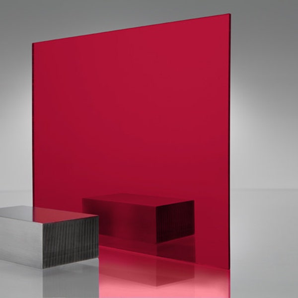 Acrylic LIGHT RED Mirror #1400  Plexiglass  12"x 24" - 1/8" Thick - Plastic Sheet