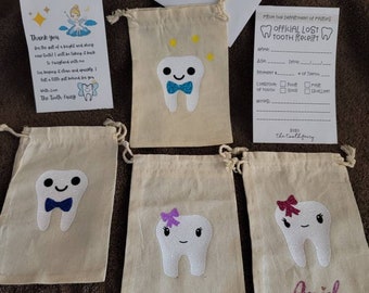 Personalized tooth fairy bag w certificate's