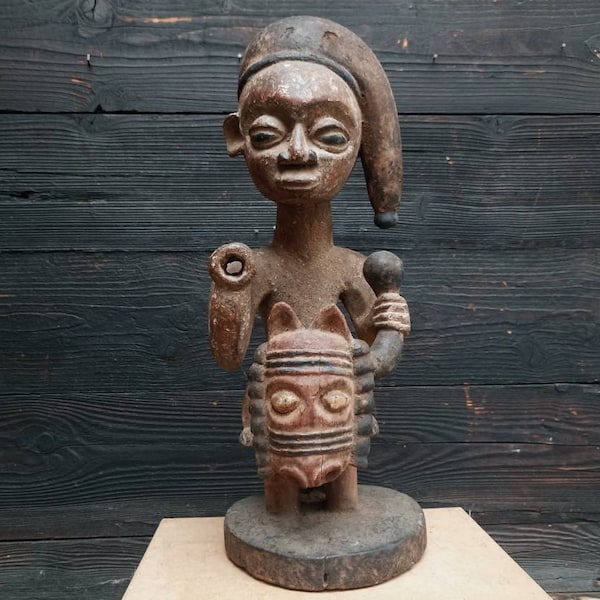 EGUNGUN SKULPTUR / Yoruba / Ifa Traditionelles Objekt / Handgeschnitztes Holz / Vintage Sammlerstück
