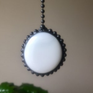 White - Glass - Pull Chain - Sun Catcher  - Handcrafted - Antique - Stain Glass - Victiorian