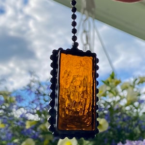 Amber, Blue, Teal, Clear Light Pull - Chain - Ceiling Fan - Art - Handmade - SunCatcher - Lamp - Metalwork - Antique - Unique Gift