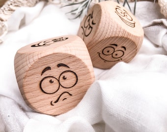 EMOJI WÜRFEL Lernwerkzeug, Holzblock, Emotionen, Gefühle, besondere Bedürfnisse, Montessori-Lernressource, offenes Spiel