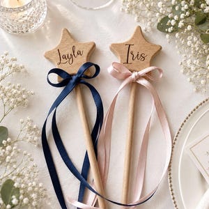 Baguette magique de fée en bois classique | Baguette fille d'honneur | Baguette magique avec nom personnalisé | Baguette de mariage | Baguette princesse | Cadeau grande soeur | Fête sur le thème des fées image 1