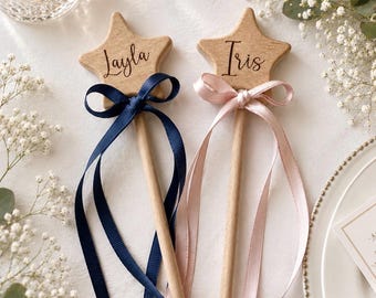 Varita de hadas clásica de madera / Varita para niña de las flores / Varita con nombre personalizado / Varita de boda / Varita de princesa / Regalo para la hermana mayor / Fiesta temática de hadas