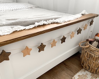 FARMHOUSE style solid wooden star garlands, room decoration, bunting, neutral home decor, nursery decor, Christmas hanging decoration