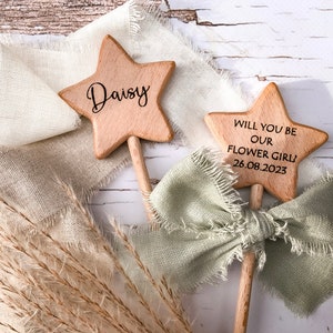 WILL YOU BE our Flower Girl, Solid wooden wand for Flower Girls, Bridesmaid wand