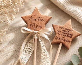 PROPOSITION DE MARRAINE DE FÉE, cadeau de marraine, baguette personnalisée en bois pour les parrains et marraines, serez-vous ma marraine de fées, cadeau pour les parrains et marraines