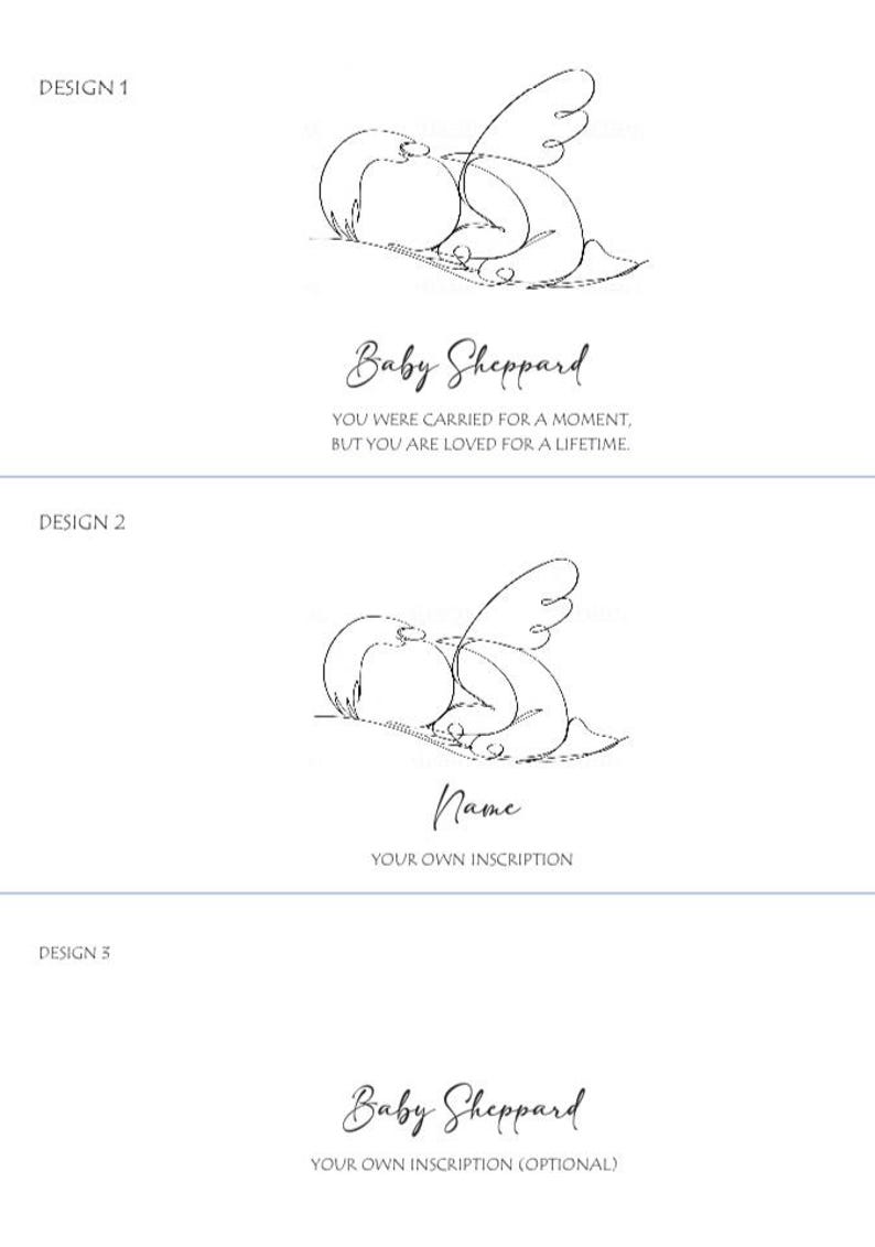 Peut inclure: Trois mod&egrave;les avec un dessin au trait d'un b&eacute;b&eacute; ail&eacute;. Le mod&egrave;le 1 comprend le texte "Baby Sheppard" et une citation. Le mod&egrave;le 2 comporte un espace pour un nom et une inscription. Le mod&egrave;le 3 pr&eacute;sente "Baby Sheppard" et une inscription facultative.