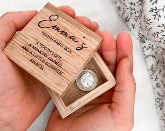 Caja para el Hada de los Dientes NUEVA Y ÚNICA con cita, pequeña caja personalizada para dientes de bebé, caja de recuerdos, regalo de bautizo, regalo de baby shower, primer diente
