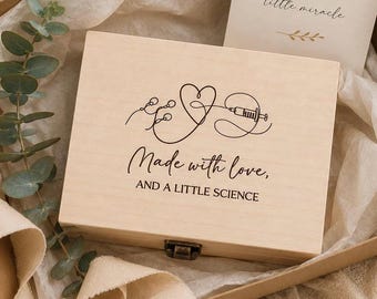 Hecho con amor y un poco de ciencia. Regalo para FIV / Anuncio de embarazo por FIV / Recuerdo del bebé / Viaje de fertilidad / Bebé milagro de la FIV