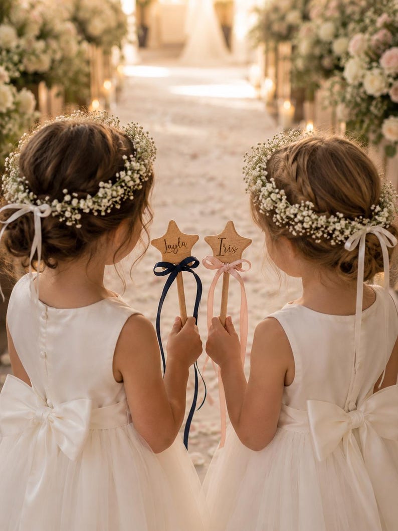 Baguette magique de fée en bois classique | Baguette fille d'honneur | Baguette magique avec nom personnalisé | Baguette de mariage | Baguette princesse | Cadeau grande soeur | Fête sur le thème des fées image 6