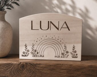 Rainbow Personalised Wooden Money Box | Flower Money Box | First Piggy Bank  | Children Keepsake | Christening Gift | Granddaughter Gift |