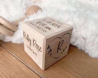 Personalised Baby Birth Block | Wooden Baby Name Keepsake | Newborn Baby Gift | Baby Stats Block | Nursery Décor | Baby Shower Gift