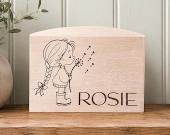 Timeless Money Box | Personalised Wooden Money Box for Girls | Piggy Bank | Children's Savings Box | Girl Birthday Gift | Keepsake Gift