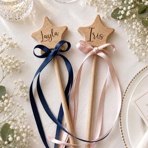 Baguette magique de fée en bois classique | Baguette fille d'honneur | Baguette magique avec nom personnalisé | Baguette de mariage | Baguette princesse | Cadeau grande soeur | Fête sur le thème des fées image 2