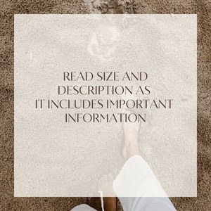 May include: A person's feet and lower legs are visible, wearing white pants, standing on a sandy surface. The image has text that reads "READ SIZE AND DESCRIPTION AS IT INCLUDES IMPORTANT INFORMATION".