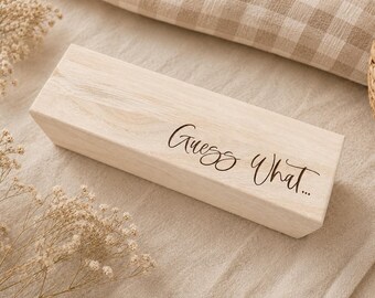 Guess What Pregnancy Announcement Wooden Keepsake Box | Baby Reveal Gift | Grandparent Pregnancy Announcement | Baby Keepsake Box