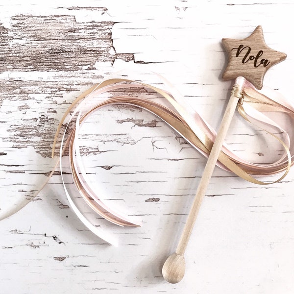 CLASSICAL laser engraved wooden wand, Magic Wand, Solid wood, Personalised Flower Girl Wand, WEDDING Ribbon wand, Flower Girl Gift,
