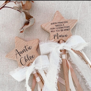 FAIRY GODMOTHER personalised wooden wand, solid wood, Godmother proposal gift, Keepsake gift, Godparents gift, Godfather gift, Fairy tale