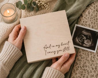 And In My Heart | Personalised Baby Loss Memory Box | Miscarriage Keepsake Box | Angel Baby Memorial, Ultrasound Scan Pregnancy Test Box