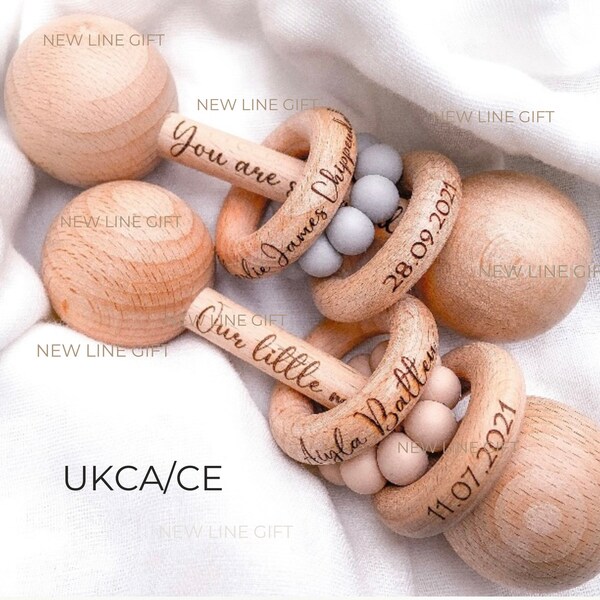 Wooden Baby Rattle Etsy