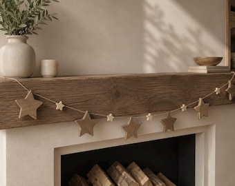Rustic Wooden Star Garland | Farmhouse Garland | Wooden Christmas Ornament | Mantel Garland | Holiday Fireplace | Scandinavian Christmas