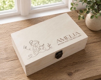 Personalised Baby Girl Keepsake Box | Wooden Memory Box | Newborn Keepsake Box | New Baby Gift Box | Nursery Keepsake | Christening Gift