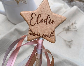 PERSONALISED laser engraved wooden wand, Flower Girl wand, Big Sister gift, Fairy Magic Wand, Christmas stocking gift, Keepsake gift