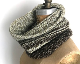 chunky hand knit Cowl Neckwarmer Snood Tube scarf, Cozy Fall / Winter, Woman Man unisex, Soft not itchy Merino Alpaca blend, Ready to Ship