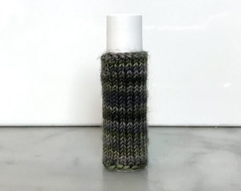 hand knit lip balm cozy / chapstick holder / FREE organic lip balm w purchase / merino wool cozy / multi color