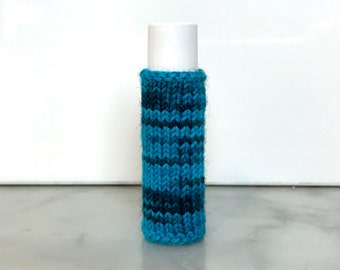 hand knit lip balm cozy / chapstick holder / FREE organic lip balm w purchase / merino wool cozy / multi color