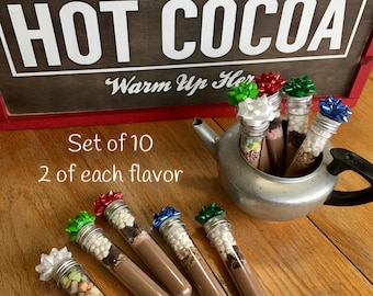Hot Cocoa Kits, Stocking Stuffers for Teens, Holiday Hot Cocoa Mix, Holiday Gift Basket for Teens, Christmas Chocolate Gift Set of 10