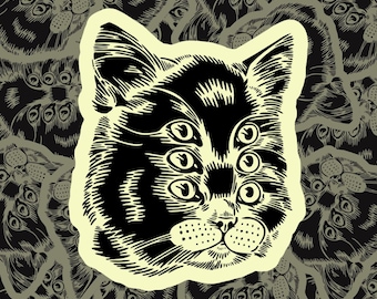 Spooky Kitty Glow-In-The-Dark Vinyl Sticker