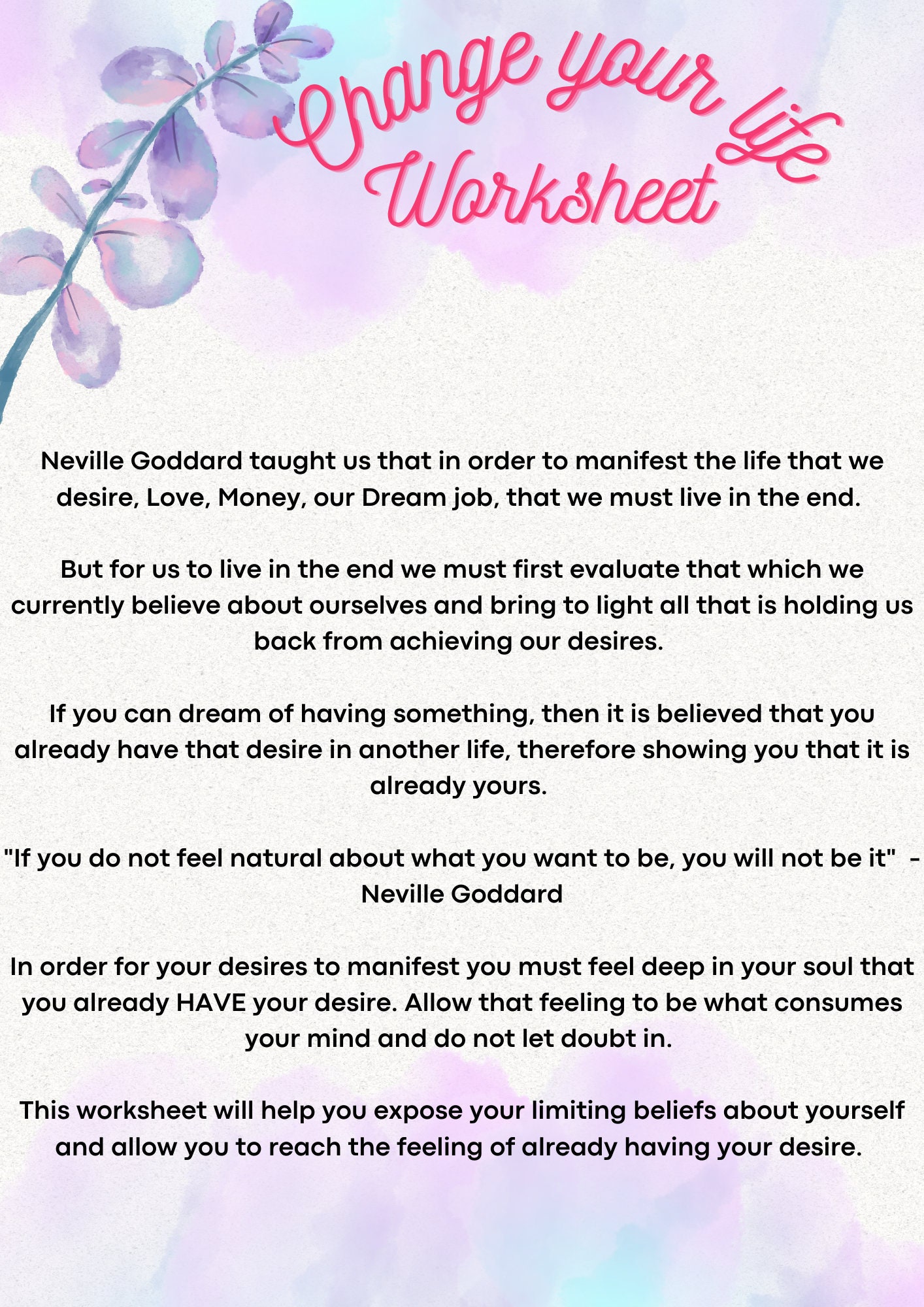 Manifestation Guide and Worksheet Etsy Manifestation Guide and Worksheet Etsy