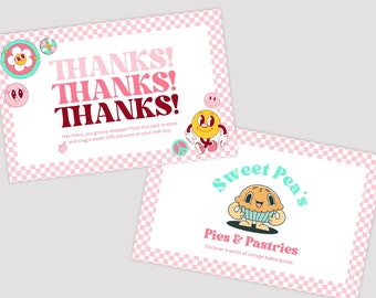 Retro Pink Order Card Canva Template, 8.5" x 5.5", Thank You Card Canva Template, Retro Order Cards, Pink Order Cards, Canva Template